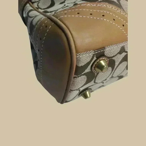 COACH Signature Satchel Shoulder Bag in tan vachetta leather/ canvas - Picture 13 of 13